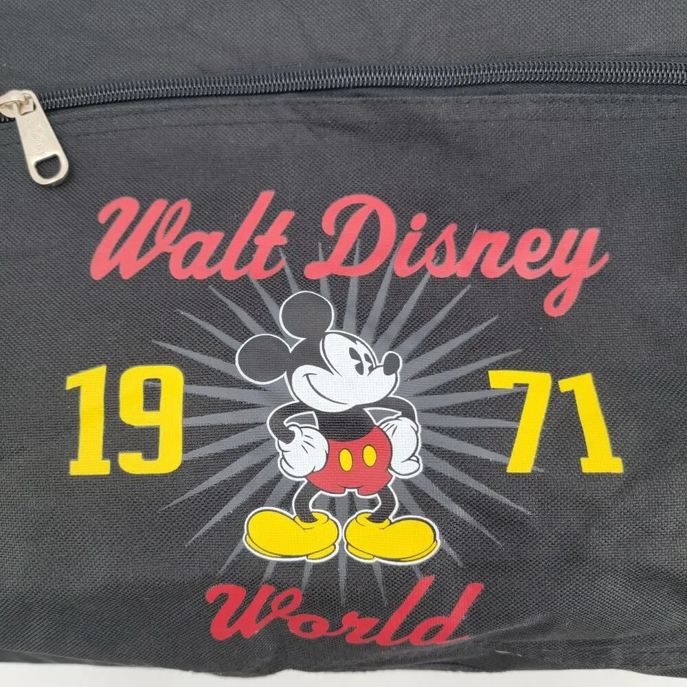 Walt Disney World Vintage 1971 Foldable Black Travel Duffle Bag With Shoulder St